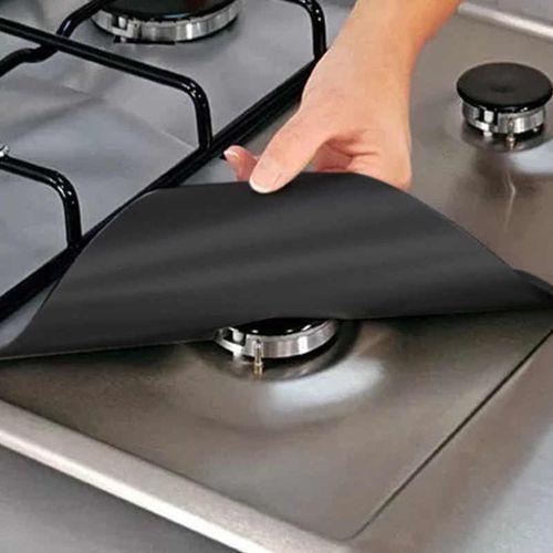 4 Piece Gas Burner/Cooker Protector Mat - Black.