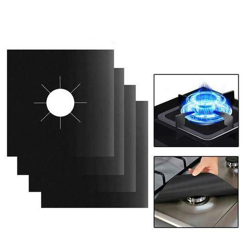 4 Piece Gas Burner/Cooker Protector Mat - Black.
