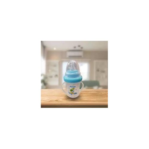 Potato 210ML Baby Mini Feeding Training Suction Cup Or Sippy Cup Water Drinking Bottle- Multicolor