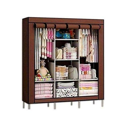 3 Column Steel Cloth Wardrobe Not Assembled - Navy Blue