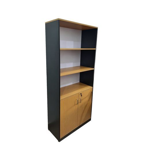 Office Bookshelf 2 Doors- Black And Cherry