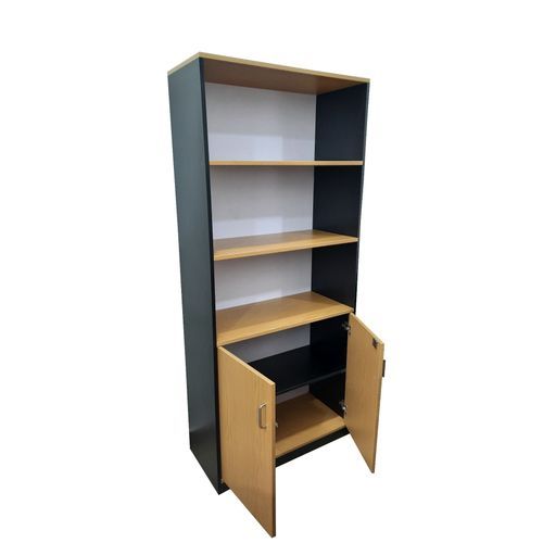 Office Bookshelf 2 Doors- Black And Cherry