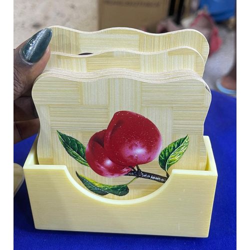 Set Of 7pcs Square Wooden Coasters Set For Drinks - Natural Wood Drink Coaster Set With Holder For Modern Home Decor, Epoxy Coasters,Modern Coasters With Holder, Cedar Wood Coaster