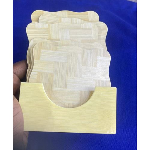 Set Of 7pcs Square Wooden Coasters Set For Drinks - Natural Wood Drink Coaster Set With Holder For Modern Home Decor, Epoxy Coasters,Modern Coasters With Holder, Cedar Wood Coaster