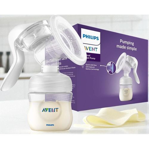 Avent Manual Breast Pump - BPA Free Single Hand Breast Pump (Model SCF430/01), White
