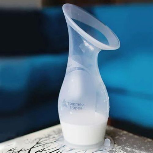 tommee tippee Silicone Manual Breast Pump and Let Down Catcher to Express, Relieve or Catch Excess Milk, Includes Sterilising Lid, 100ml, Clear