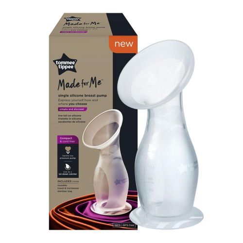 tommee tippee Silicone Manual Breast Pump and Let Down Catcher to Express, Relieve or Catch Excess Milk, Includes Sterilising Lid, 100ml, Clear