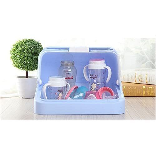 Baby Bottle Drying Rack Storage Box & Anti-dust Cover/ Blue.