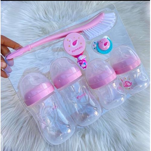 New Born Feeding Bottles - 4Pcs, Pink