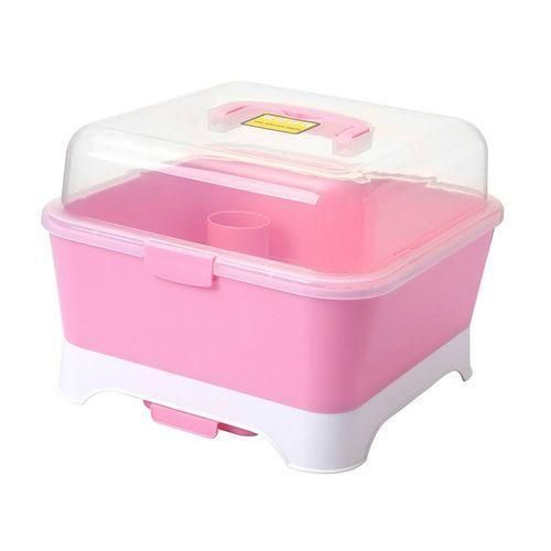 Baby Storage Drying Rack Container Box Pink