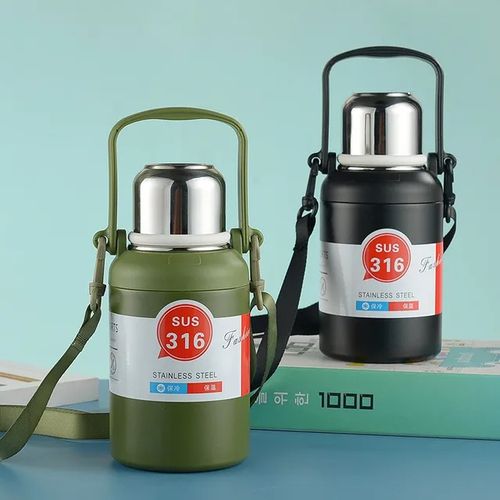 Stainless Steel tumblers 316 Stainless Steel,Vacuum Insulated Cup,Portable Diagonal Travel Kettle with Handle,Outdoor Large Capacity Sports Kettle Cups 1.5L Vacuum Flask- Multicolor