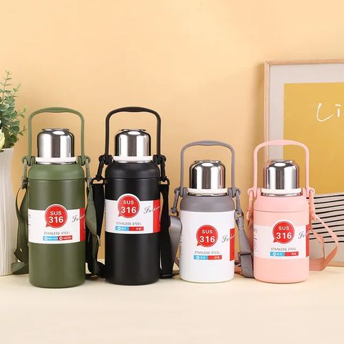 Stainless Steel tumblers 316 Stainless Steel,Vacuum Insulated Cup,Portable Diagonal Travel Kettle with Handle,Outdoor Large Capacity Sports Kettle Cups 1.5L Vacuum Flask- Multicolor