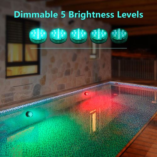 Submersible Pool Light with IR Remote Dimmable 13pcs RGBW LEDs Pond Fountain Lamp 16 Colors & 4 Lighting Modes Timer Function IP68 Waterproof Underwater Light 3 * AAA Battery(not included) Powered NO5116
