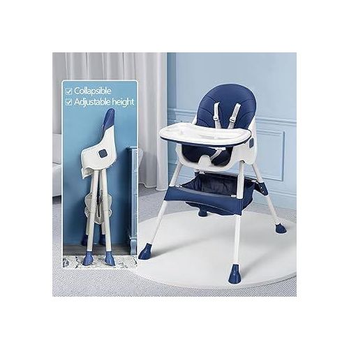 Adjustable Baby High Feeding Chair-Blue