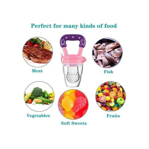 Baby Fresh Fruit Food Feeder Nibbler Pacifier Nipple Training Massaging Toy Teether- Multi-colour.