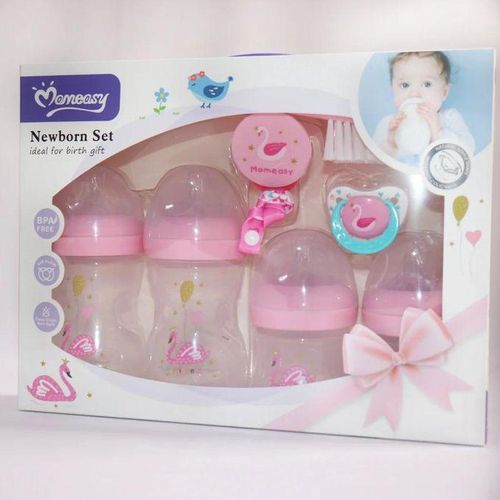 Momeasy New Born Bottle Feeding Set-Pink, Color Varies