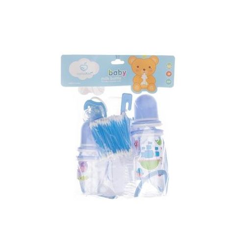 5 Pcs Baby Set With Bib/Earbuds/Bottles/Cleaner, Blue