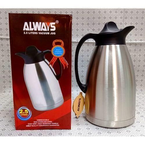 ZK Always 2.5 Ltrs Unbreakable Vacuum Flask-Stainless Steel Silver