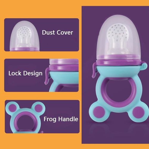 Baby Fruit Food Feeder Silicone Pacifier Food-grade Baby Bite Dummy Nipple Teething Toy Reusable Aching Gums Pacifier- Multicolor