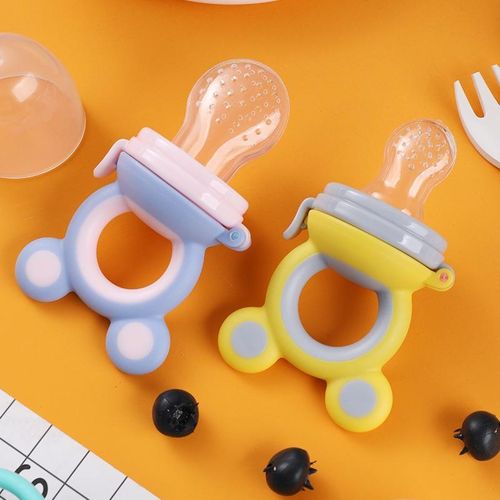 Baby Fruit Food Feeder Silicone Pacifier Food-grade Baby Bite Dummy Nipple Teething Toy Reusable Aching Gums Pacifier- Multicolor
