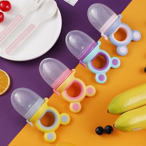 Baby Fruit Food Feeder Silicone Pacifier Food-grade Baby Bite Dummy Nipple Teething Toy Reusable Aching Gums Pacifier- Multicolor