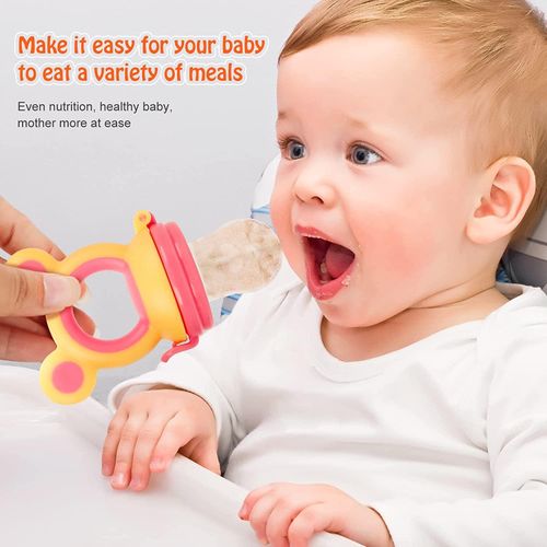Baby Fruit Food Feeder Silicone Pacifier Food-grade Baby Bite Dummy Nipple Teething Toy Reusable Aching Gums Pacifier- Multicolor