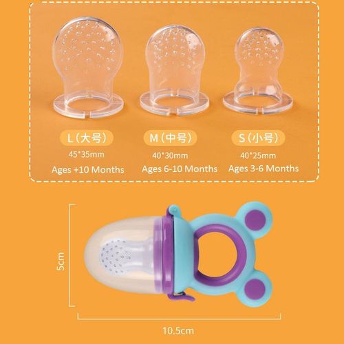 Baby Fruit Food Feeder Silicone Pacifier Food-grade Baby Bite Dummy Nipple Teething Toy Reusable Aching Gums Pacifier- Multicolor