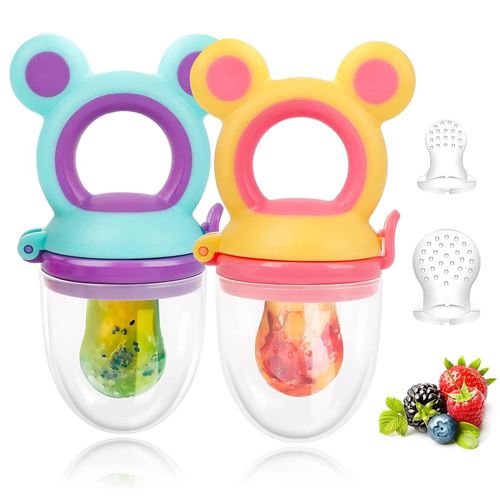 Baby Fruit Food Feeder Silicone Pacifier Food-grade Baby Bite Dummy Nipple Teething Toy Reusable Aching Gums Pacifier- Multicolor