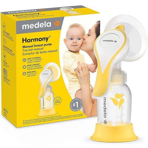 Medela Manual Breast Pump, Single Hand Breastpump with Flex Breast Shields for More Comfort and Expressing More Milk-Yellow