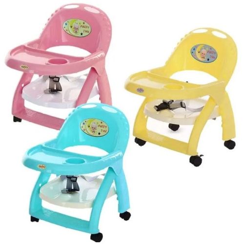 Baby Feeding Chair With Wheels - Blue,Pink,Yellow