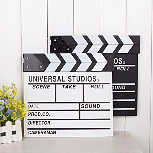 Director Film Clapboard Action Scene Clapper Board Wooden Movie Film Clap Slate S White
