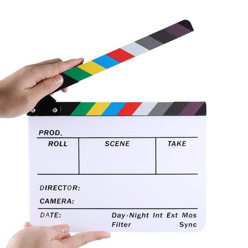 Director Film Clapboard Action Scene Clapper Board Wooden Movie Film Clap Slate S White