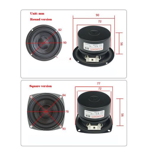 25~40w 3 Inch Speaker 4ohm~8ohm Woofer Subwoofer Speaker Bass Hifi Speaker Unit Glass Fiber Woven Basin Low Frequency Powerful