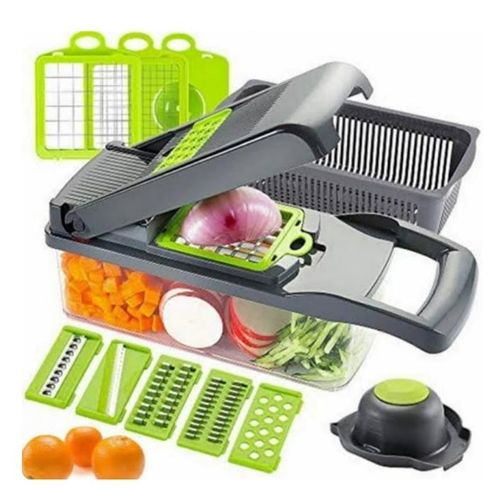 11 in 1 Multi-function Vegetable and Fruit Chopper Kitchen Diced Artifact Potato Shredded grater grater household potato chip sliced grater -GreenGray White Red