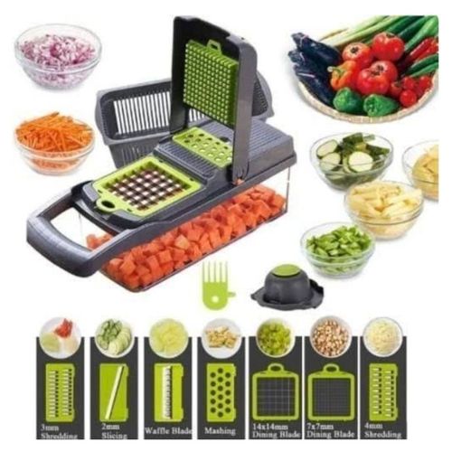 11 in 1 Multi-function Vegetable and Fruit Chopper Kitchen Diced Artifact Potato Shredded grater grater household potato chip sliced grater -GreenGray White Red