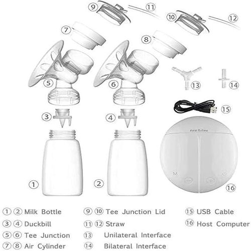 Beauenty Double Electric Breast Pump With Milk Bottle Convenient USB PP BPA free Powerful Breast Pumps Baby Breast Feeding (A)