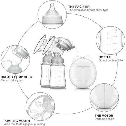 Beauenty Double Electric Breast Pump With Milk Bottle Convenient USB PP BPA free Powerful Breast Pumps Baby Breast Feeding (A)