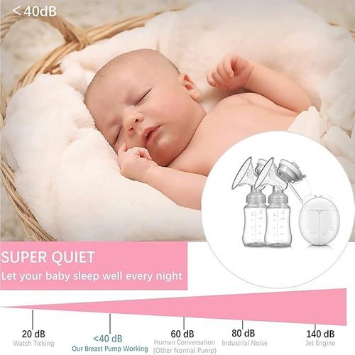 Beauenty Double Electric Breast Pump With Milk Bottle Convenient USB PP BPA free Powerful Breast Pumps Baby Breast Feeding (A)
