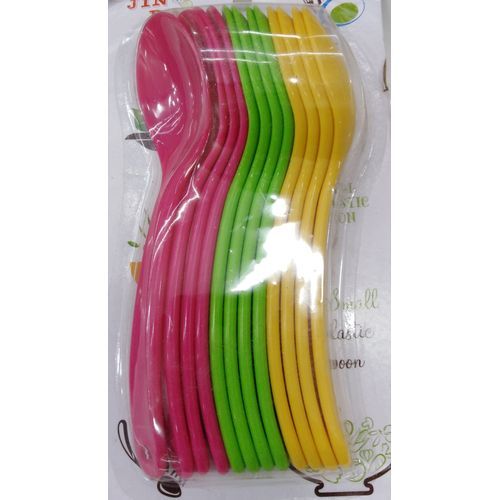 Yiwu Set Of 12 Baby Plastic Spoons - Multi Colours