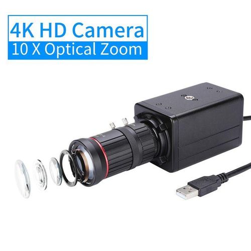 4K HD Camera Computer Camera USB Webcam 10X Optical Zoom Manual Focus Auto Exposure Compensation  Comaptible With Window XP/7/10 Linux Android Plug & Play With Microphone Tripod For Video Conference Online Teaching Chatting Live Webcasting