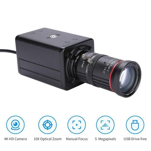 4K HD Camera Computer Camera USB Webcam 10X Optical Zoom Manual Focus Auto Exposure Compensation  Comaptible With Window XP/7/10 Linux Android Plug & Play With Microphone Tripod For Video Conference Online Teaching Chatting Live Webcasting
