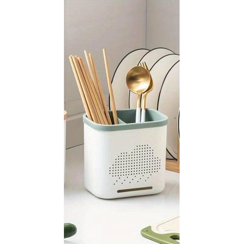 Kitchen Double Layer Drain Chopsticks Cage, Multifunction Cutlery Hollow Drainer Knife Holder Tableware Storage Rack Organizer