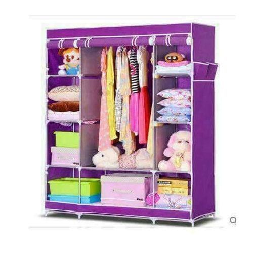 Other Cloth & Wooden Portable Wardrobe Purple Not Assembled