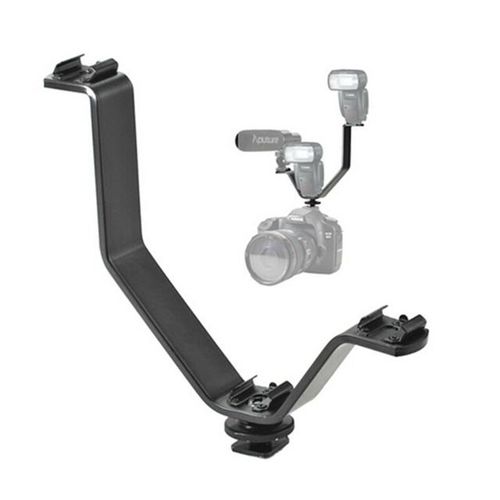 2017 Sell Well Triple Hot Shoe V Mount Flash Bracket For Video Lights Microphones Or Monitors On Cameras And Camcorders