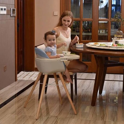 Baby High Chair, Perfect 3 in 1 Convertible Wooden High Chair with Cushion, Removable Tray, and Adjustable Legs for Baby & Toddler