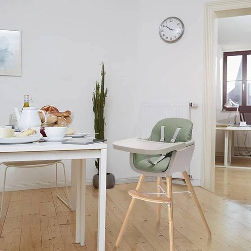 Baby High Chair, Perfect 3 in 1 Convertible Wooden High Chair with Cushion, Removable Tray, and Adjustable Legs for Baby & Toddler