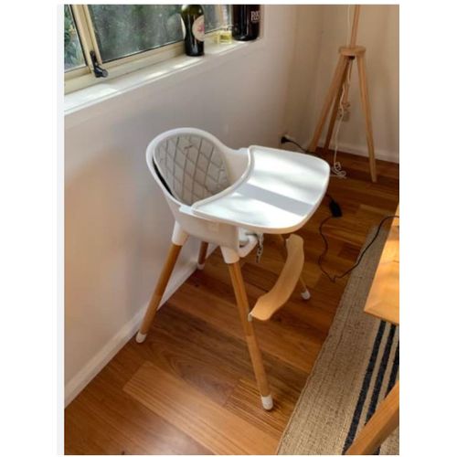 Baby High Chair, Perfect 3 in 1 Convertible Wooden High Chair with Cushion, Removable Tray, and Adjustable Legs for Baby & Toddler