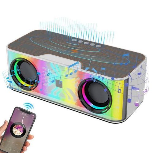 Wireless Speaker With Bass Outdoor Speaker With Stereo Sounds Wireless Mini Speaker Fm Radio With Led Lights Stereo Sounds