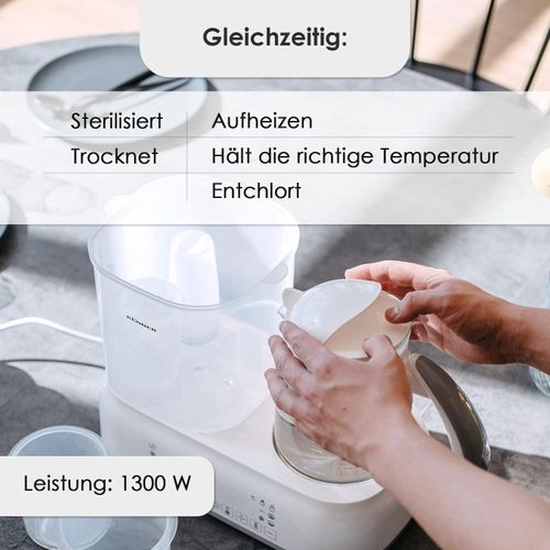 4-in-1 Bottle Warmer Baby with Intelligent Temperature Control Steriliser for Baby Bottles with Dryer Baby Kettle Milk Warmer Baby Gift for Newborns - White