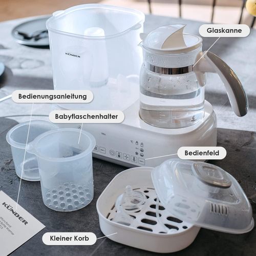 4-in-1 Bottle Warmer Baby with Intelligent Temperature Control Steriliser for Baby Bottles with Dryer Baby Kettle Milk Warmer Baby Gift for Newborns - White